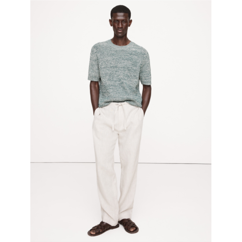 Bananarepublic Ribbed Linen-Cotton Short-Sleeve Sweater
