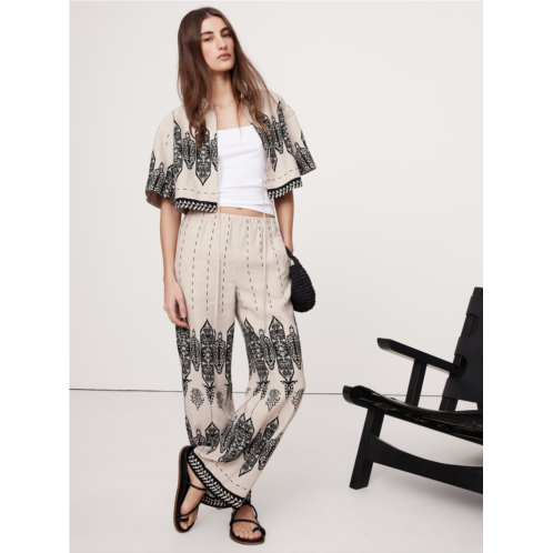 Bananarepublic Pull-On Wide-Leg Linen Pant