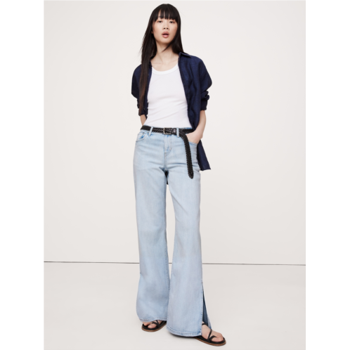Bananarepublic The Icon Classic Mid-Rise Wide-Leg Split-Hem Jean