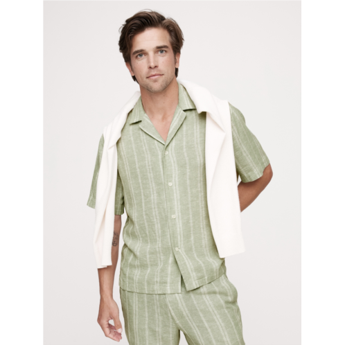 Bananarepublic Standard-Fit Stripe Linen-Viscose Resort Shirt