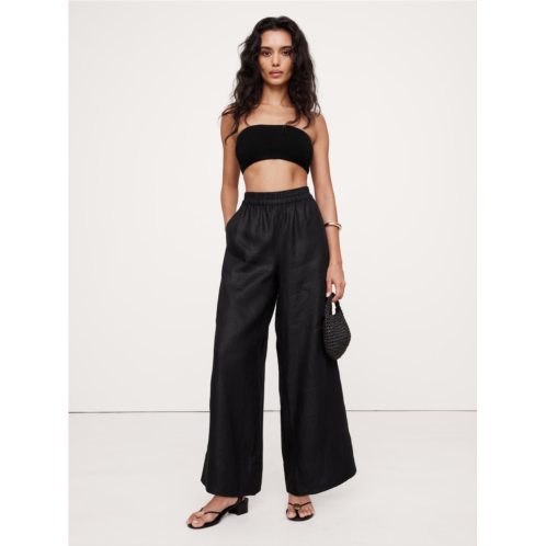 Bananarepublic Wide-Leg Pull-On Linen Ankle Pant