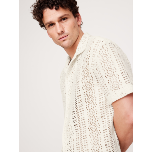 Bananarepublic Relaxed-Fit Crochet Resort Shirt
