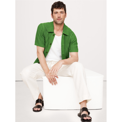 Bananarepublic Wide-Ribbed Cotton Knit Shirt