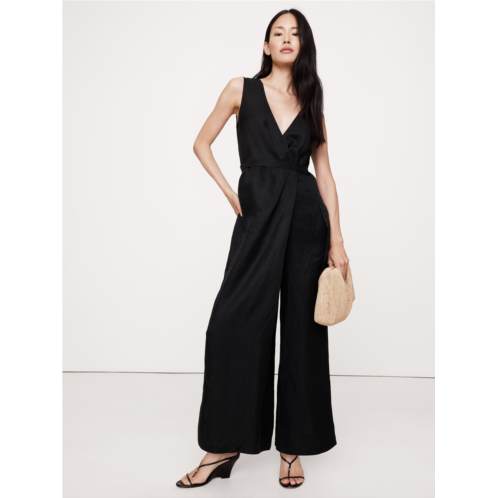 Bananarepublic Viscose-Linen Wrap-Front Jumpsuit