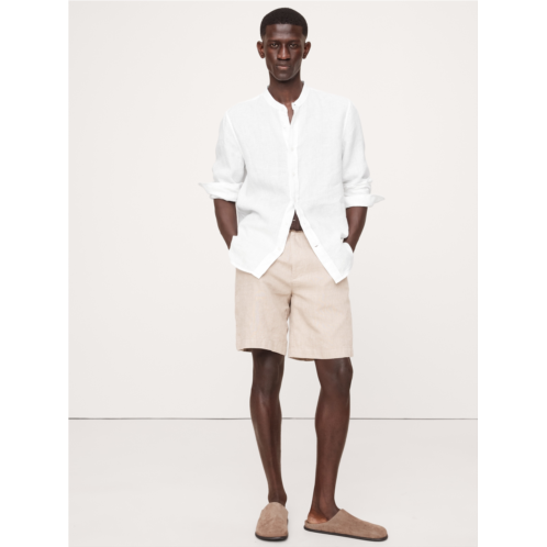 Bananarepublic Standard-Fit Linen Banded-Collar Shirt