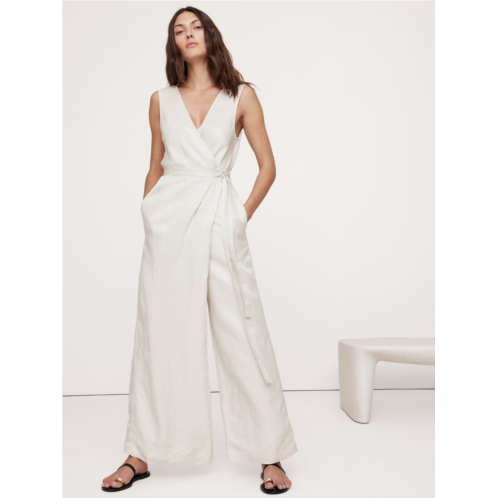 Bananarepublic Viscose-Linen Wrap-Front Jumpsuit