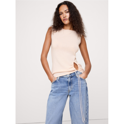 Bananarepublic Lightweight Cashmere Drawstring-Hem Tank
