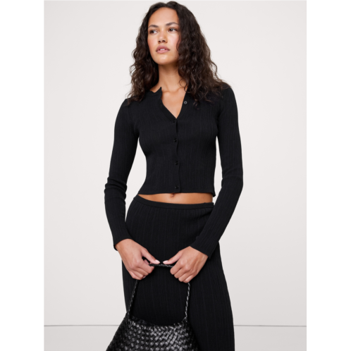 Bananarepublic Crinkle Knit Cropped Cardigan