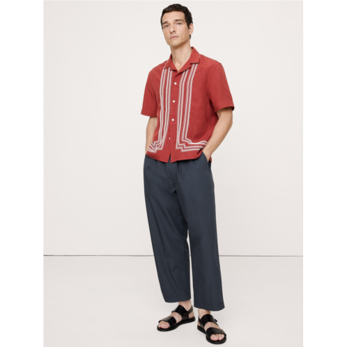 Bananarepublic Loose Cotton Poplin Pull-On Cropped Pant