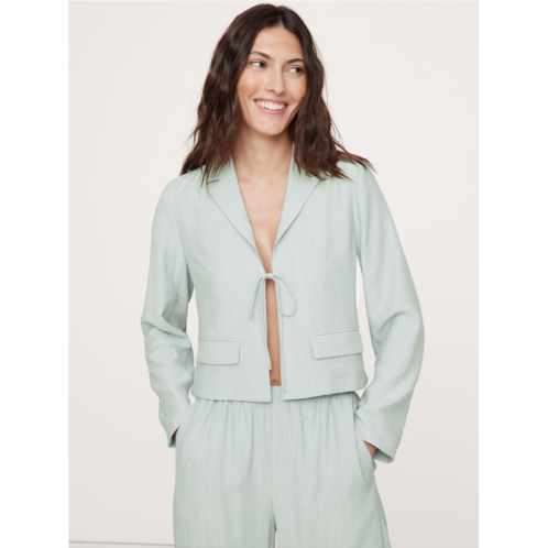 Bananarepublic Crinkle Tie-Front Cropped Blazer