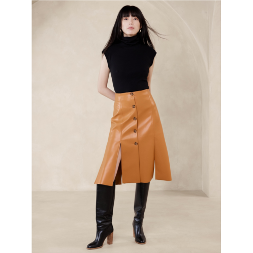 bananarepublic Seamed Vegan Leather Midi Skirt