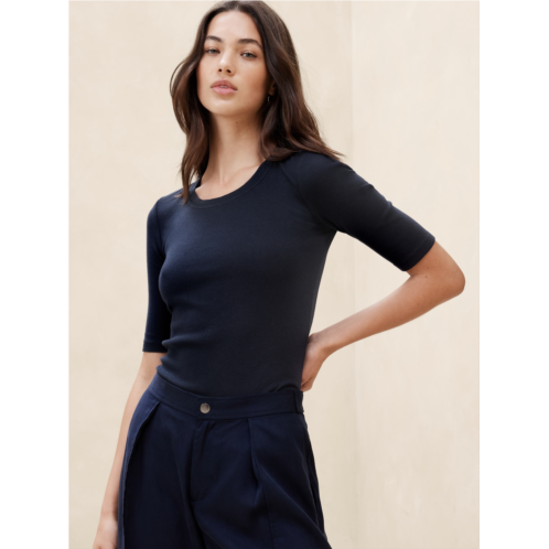 bananarepublic Ribbed Elbow-Sleeve T-Shirt