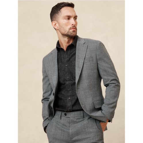 bananarepublic Tailored-Fit Gray Prince Of Wales Suit Jacket