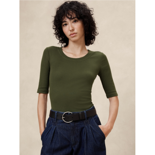 bananarepublic Ribbed Elbow-Sleeve T-Shirt