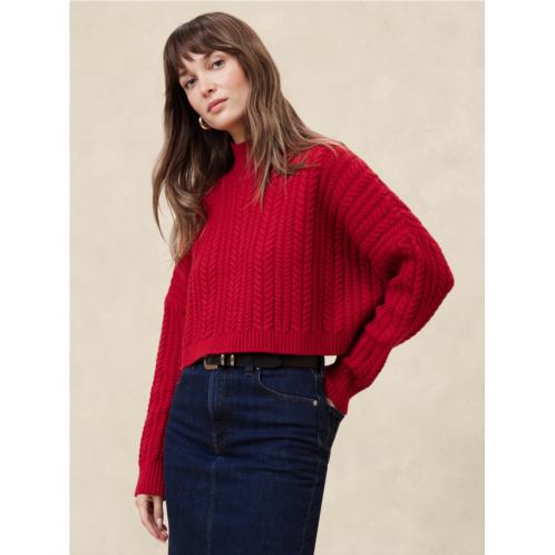 bananarepublic Cropped Cable Turtleneck Sweater