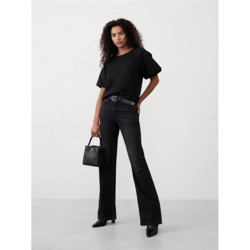 bananarepublic Puff-Sleeve Mixed Media Top
