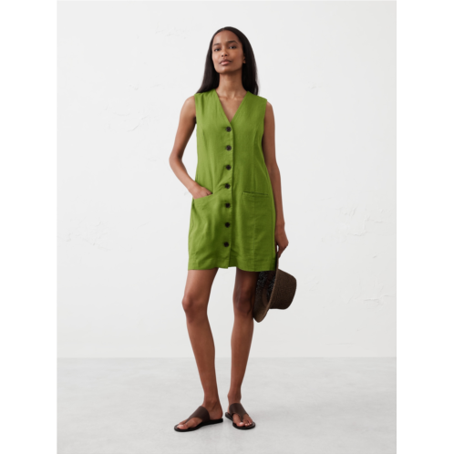bananarepublic Linen-Blend Button-Front Mini Dress