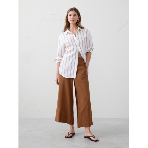 bananarepublic Wide-Leg Linen-Blend Cropped Pull-On Pant