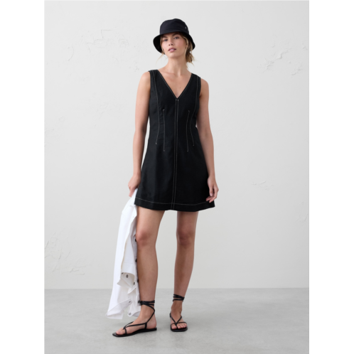 bananarepublic Linen-Blend Seamed Bodice Mini Dress