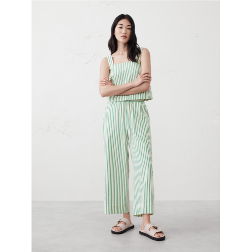 bananarepublic Wide-Leg High-Rise Seersucker Cropped Pull-On Pant