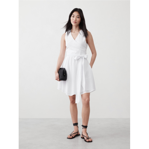 bananarepublic Textured Wrap-Waist Mini Dress