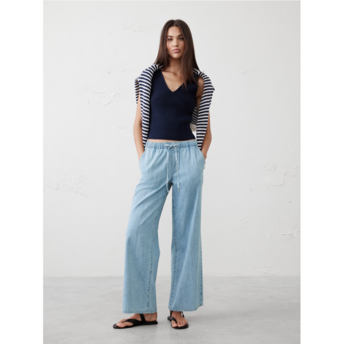 bananarepublic Wide-Leg Mid-Rise Summerweight Pull-On Jean