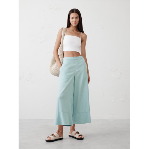 bananarepublic Wide-Leg Linen-Blend Cropped Pull-On Pant