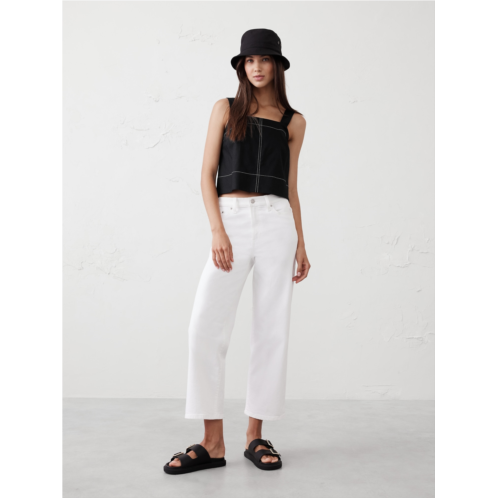 bananarepublic Linen-Blend Boxy Topstitch Tank