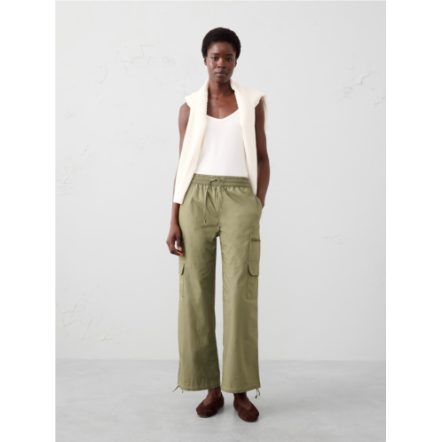 bananarepublic Straight High-Rise Poplin Pull-On Pant