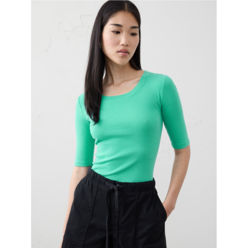 bananarepublic Ribbed Elbow-Sleeve T-Shirt