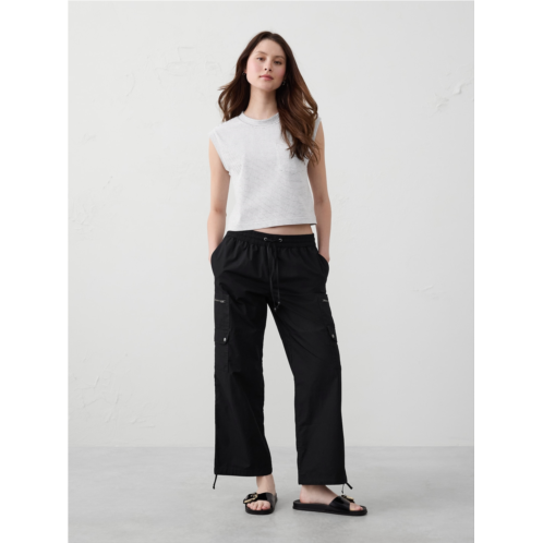 bananarepublic Straight High-Rise Poplin Pull-On Pant