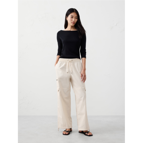 bananarepublic Straight High-Rise Poplin Pull-On Pant