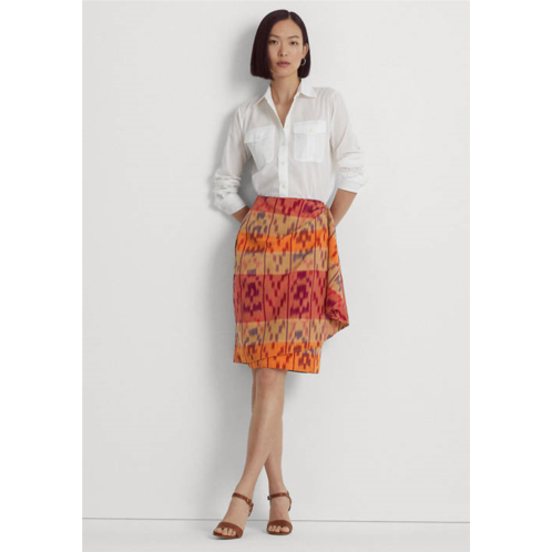 POLO Ralph Lauren  Geometric Motif Cotton Linen Wrap Skirt