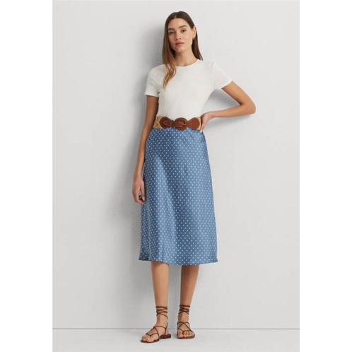 POLO Ralph Lauren  Polka Dot Satin Charmeuse Midi Skirt