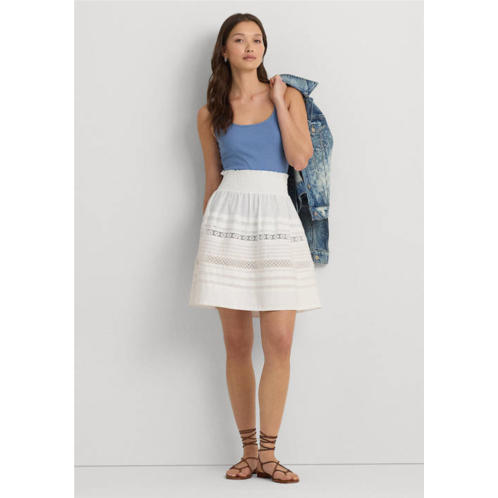 POLO Ralph Lauren  Lace Trim Cotton Broadcloth Mini Skirt