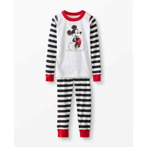 Disney Mickey Mouse Striped Long John Pajama Set | Hanna Andersson