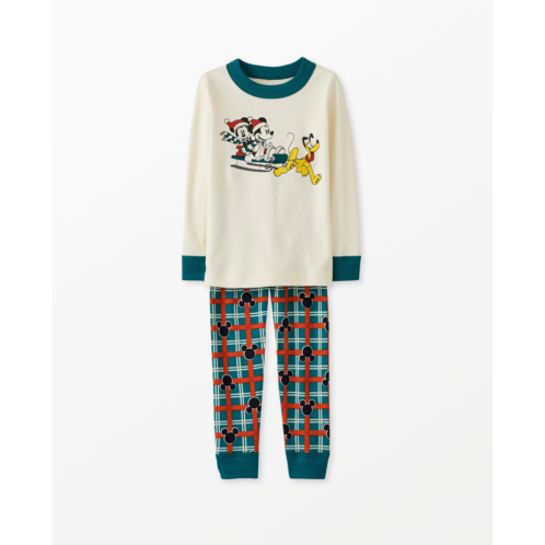 Disney Mickey Mouse Classic Holiday Plaid Long John Pajama Set | Hanna Andersson