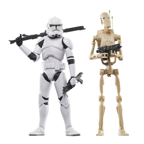 Disney Phase II Clone Trooper and Battle Droid Action Figure Set Star Wars: The Clone Wars The Black Series