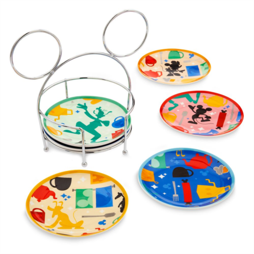 Disney Mickey Mouse and Friends Tidbit Plates with Caddy Set