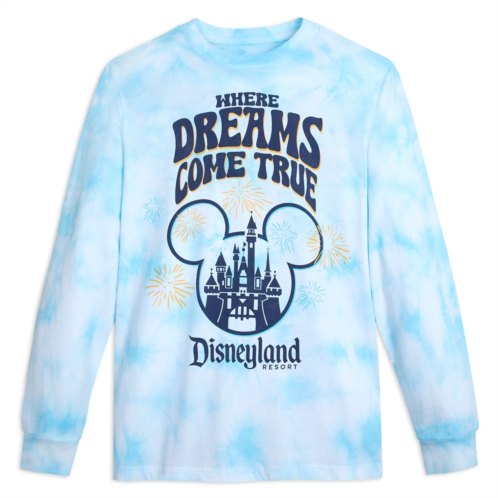 Mickey Mouse Icon and Sleeping Beauty Castle Long Sleeve Tie-Dye T-Shirt for Adults Disneyland