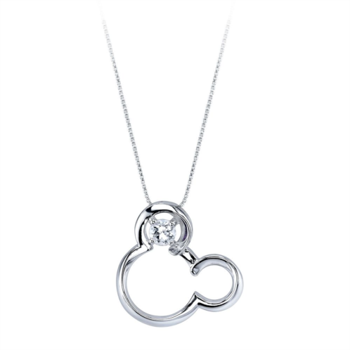 Disney Mickey Mouse April Birthstone Necklace for Women - White Sapphire