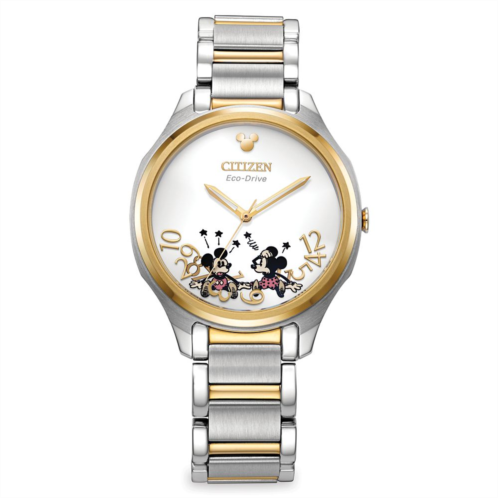 Disney Mickey and Minnie Mouse Falling Stainless Steel Eco-Drive Watch for Adults by Citizen