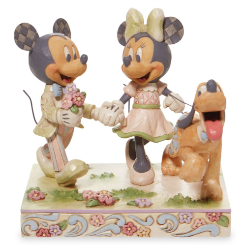 Disney Mickey and Minnie Mouse with Pluto Springtime Stroll White Woodland Figure by Jim Shore