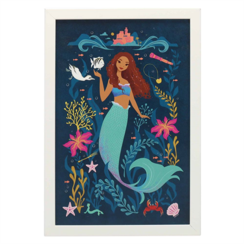 Disney The Little Mermaid Blue Floral Framed Wood Wall Decor Live Action Film