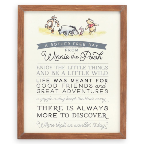 Disney Winnie the Pooh A Bother Free Day Framed Wood Wall Decor