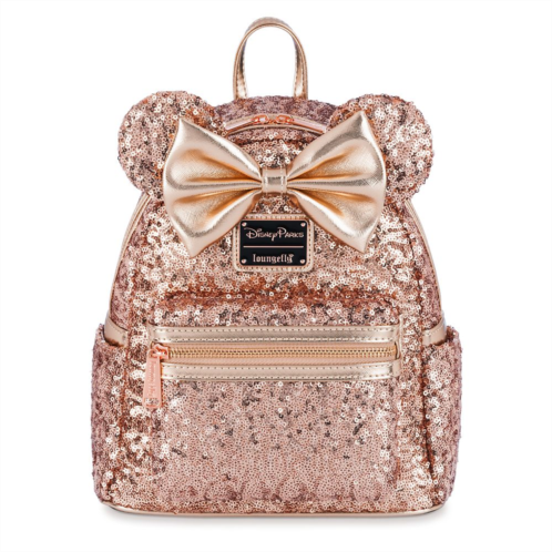 Disney Minnie Mouse Sequin Loungefly Mini Backpack Rose Gold