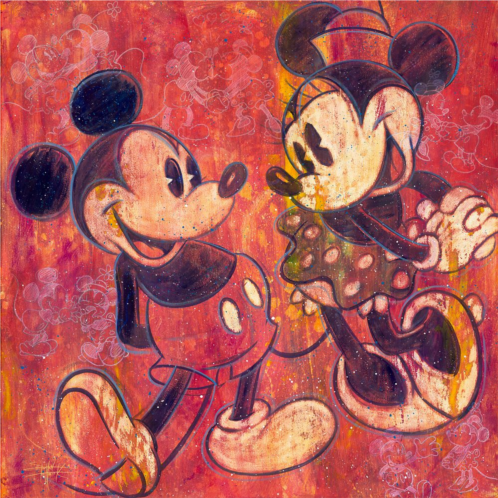 Disney Mickey and Minnie Mouse Drawn Together Gallery Wrapped Canvas by Stephen Fishwick Limited Edition