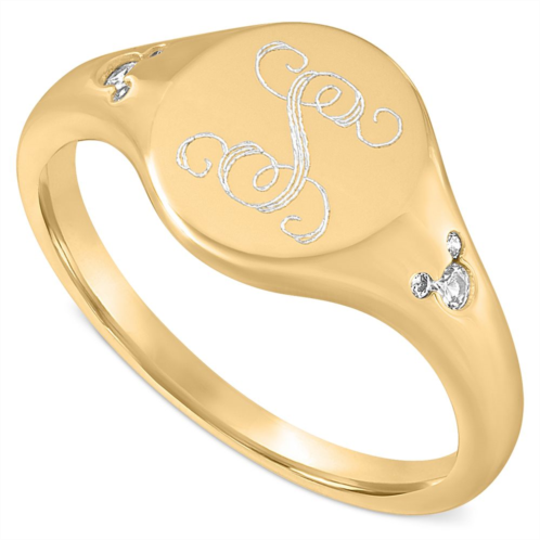 Disney Mickey Mouse Gold Signet Ring by Rebecca Hook Personalized