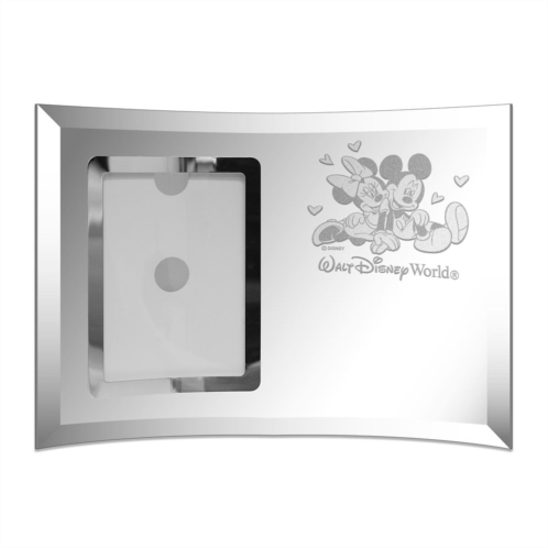 Mickey and Minnie Mouse with Hearts Walt Disney World Glass Frame by Arribas 4 x 6 Personalized