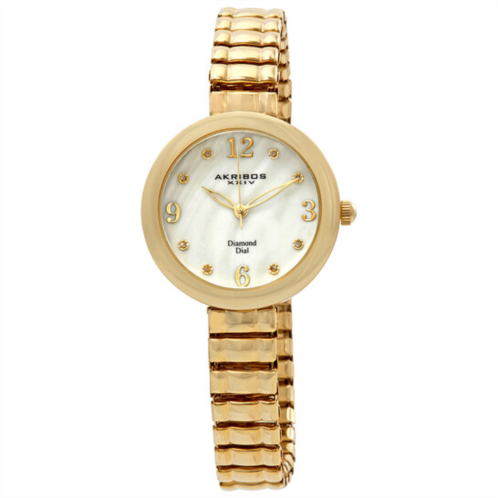 Akribos Xxiv Mother of Pearl Dial Yellow Gold-tone Ladies Watch